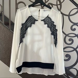 Bar III Lace Panel Long Sleeved Blouse